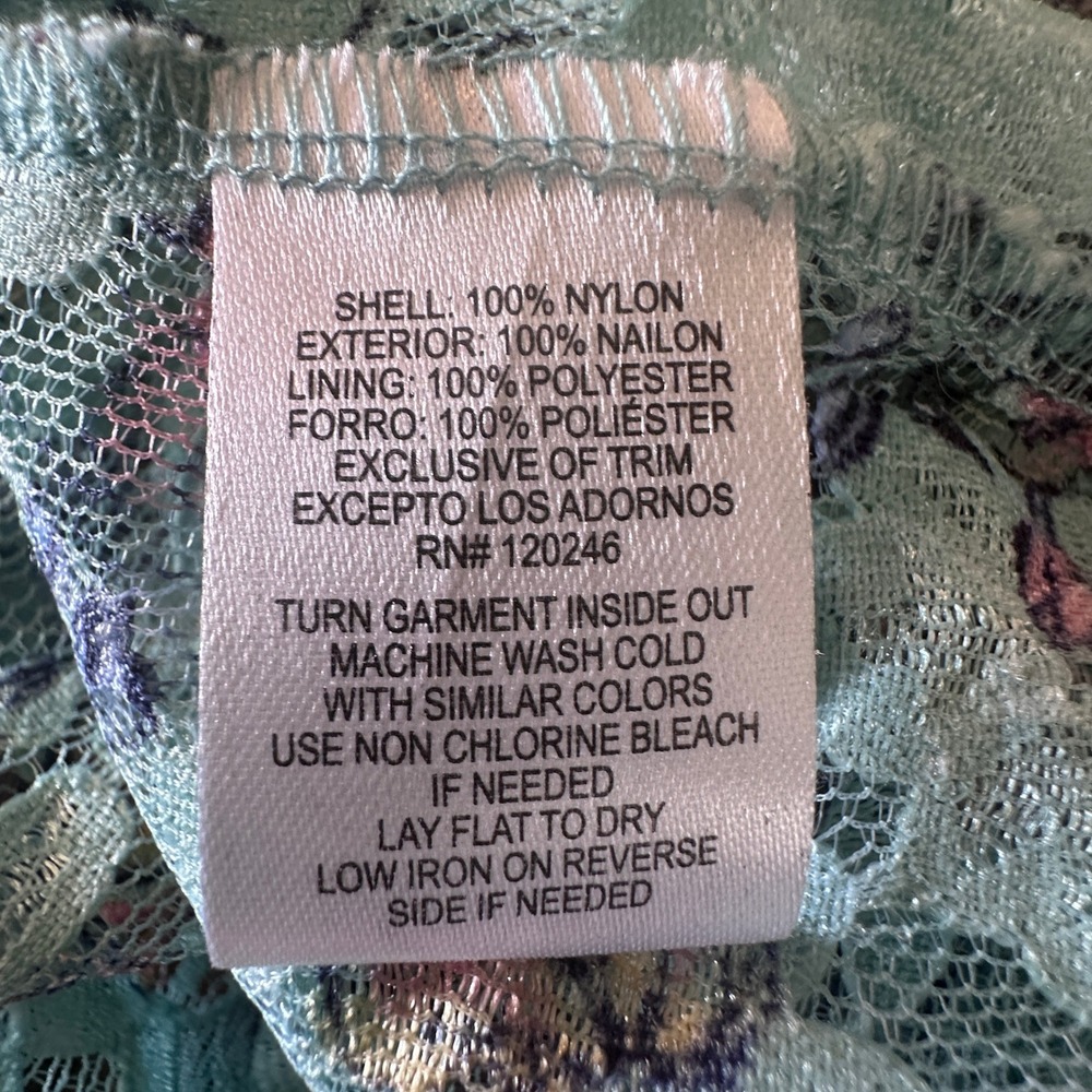 TWO Wallflower Sheer Lace Tank Blue Floral & Tan Lace Up Sz L Coquette Soft Girl - Picture 11 of 14